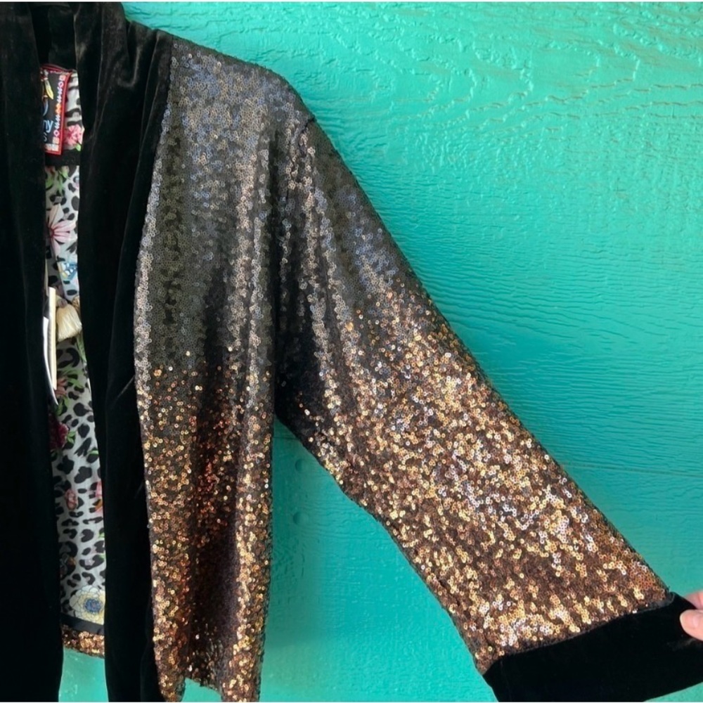 JOHNNY WAS OVERSIZED VELVET SEQUIN DORIAN OMBRÉ OVERSIZED KIMONO - Picture 5 of 9